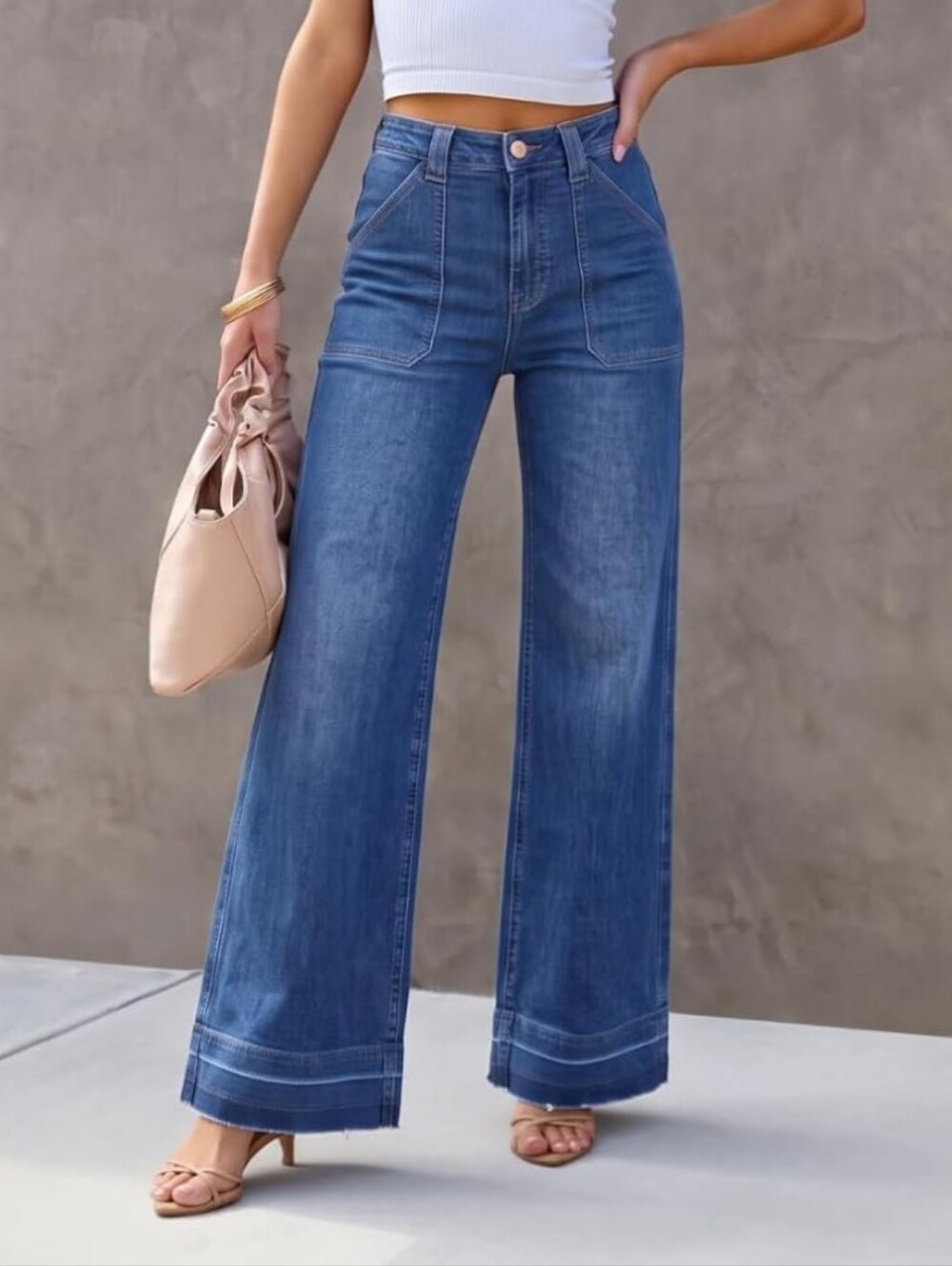 High-Waist Wide Leg Jeans - Blue